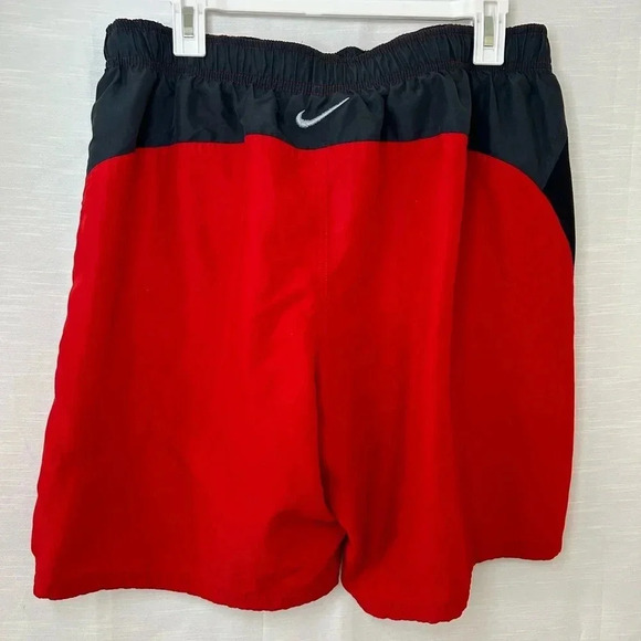 Nike Board Shorts Swim Trunks Flat Front Bright Red Swoosh - Picture 6 of 6